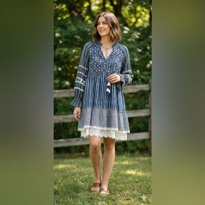Hemant & Nandita Medium Short Dress Indigo Blue Tie Dye